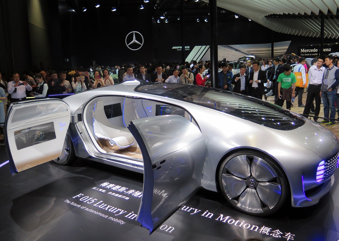 Koncepcinis Automobilis, Persiųsti, Prototipas, Mercedes Benz, F 015, Šanchajaus Automobilių Paroda 2015, Naujovė, Šviesus, Elektroninis Automobilis, Elektrinė Mašina