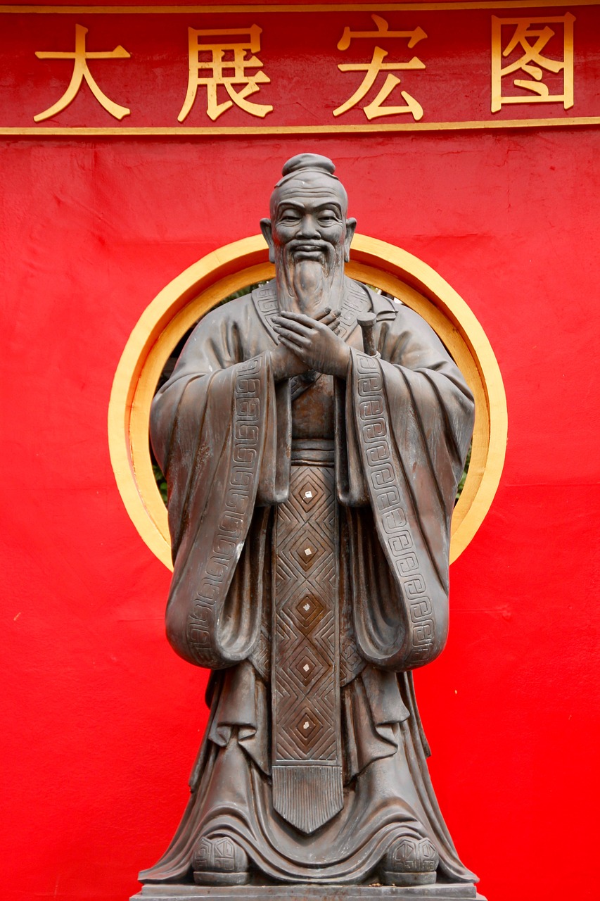 Konfucius, Statula, Kinija, Skulptūra, Akmens Figūra, Šventyklos Kompleksas, Asija, Auksas, Menas, Buddha