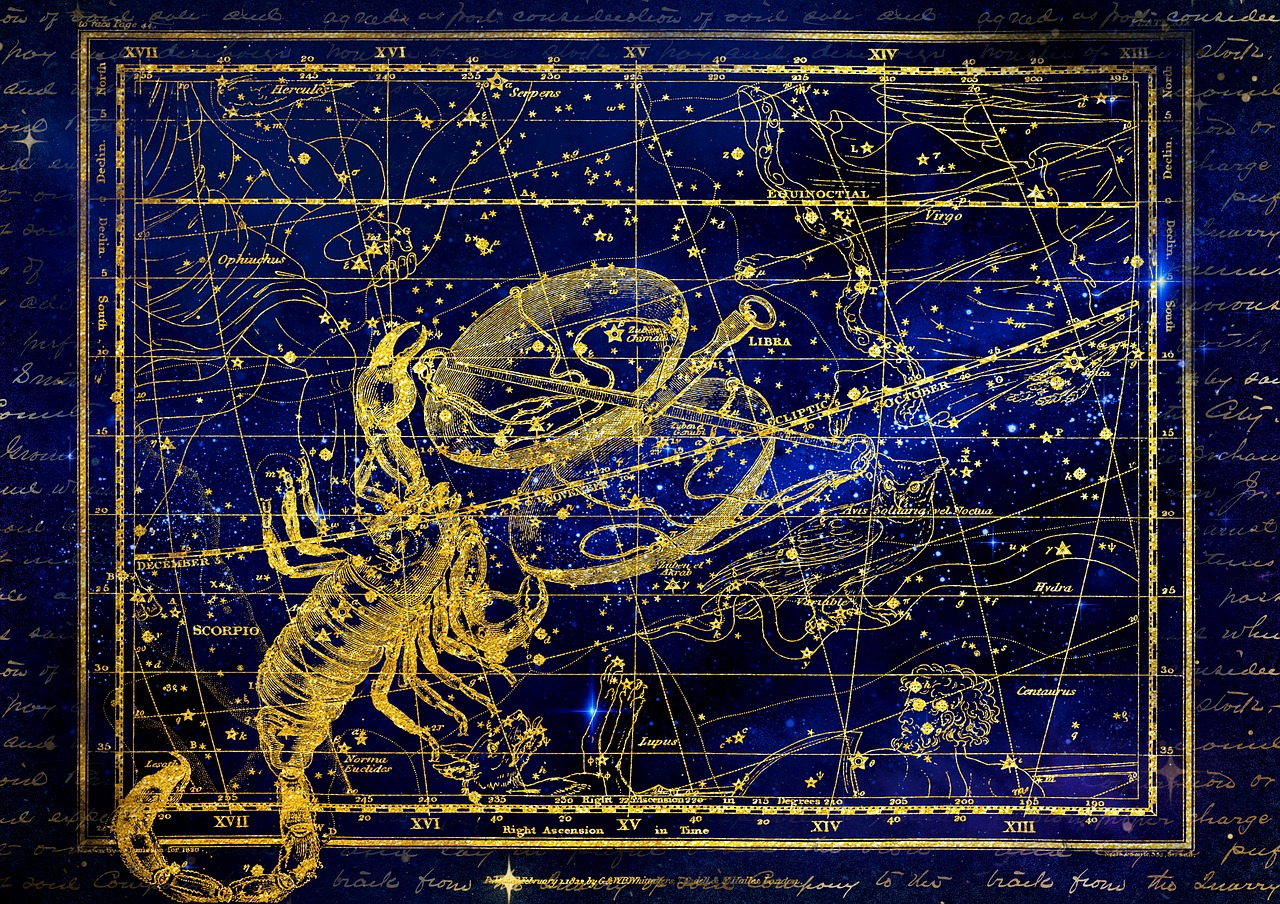 Žvaigždynas,  Skorpionas,  Horizontali,  Zodiako Ženklas,  Dangus,  Žvaigždėtas Dangus,  Alexander Jamieson,  Gimtadienis,  Atvirukas,  Žvaigždučių Atlas