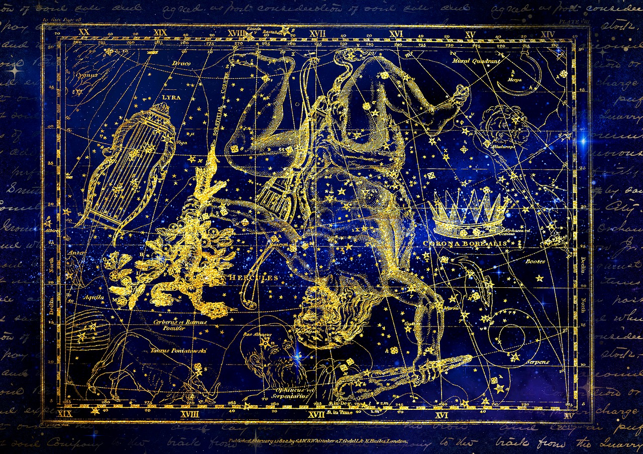 Žvaigždynas,  Hercules,  Lyra,  Crown,  Zodiako Ženklas,  Dangus,  Žvaigždėtas Dangus,  Alexander Jamieson,  Sveikinimas,  Žvaigždučių Atlas