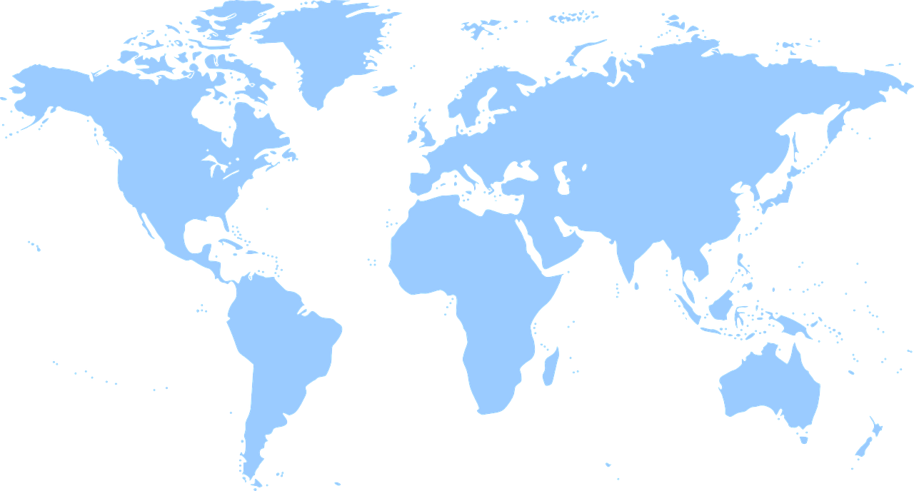 Žemynai, Pasaulis, Žemėlapis, Žemė, Kontūrai, Mėlynas, Geografija, Siluetas, Visuotinis, Nemokama Vektorinė Grafika