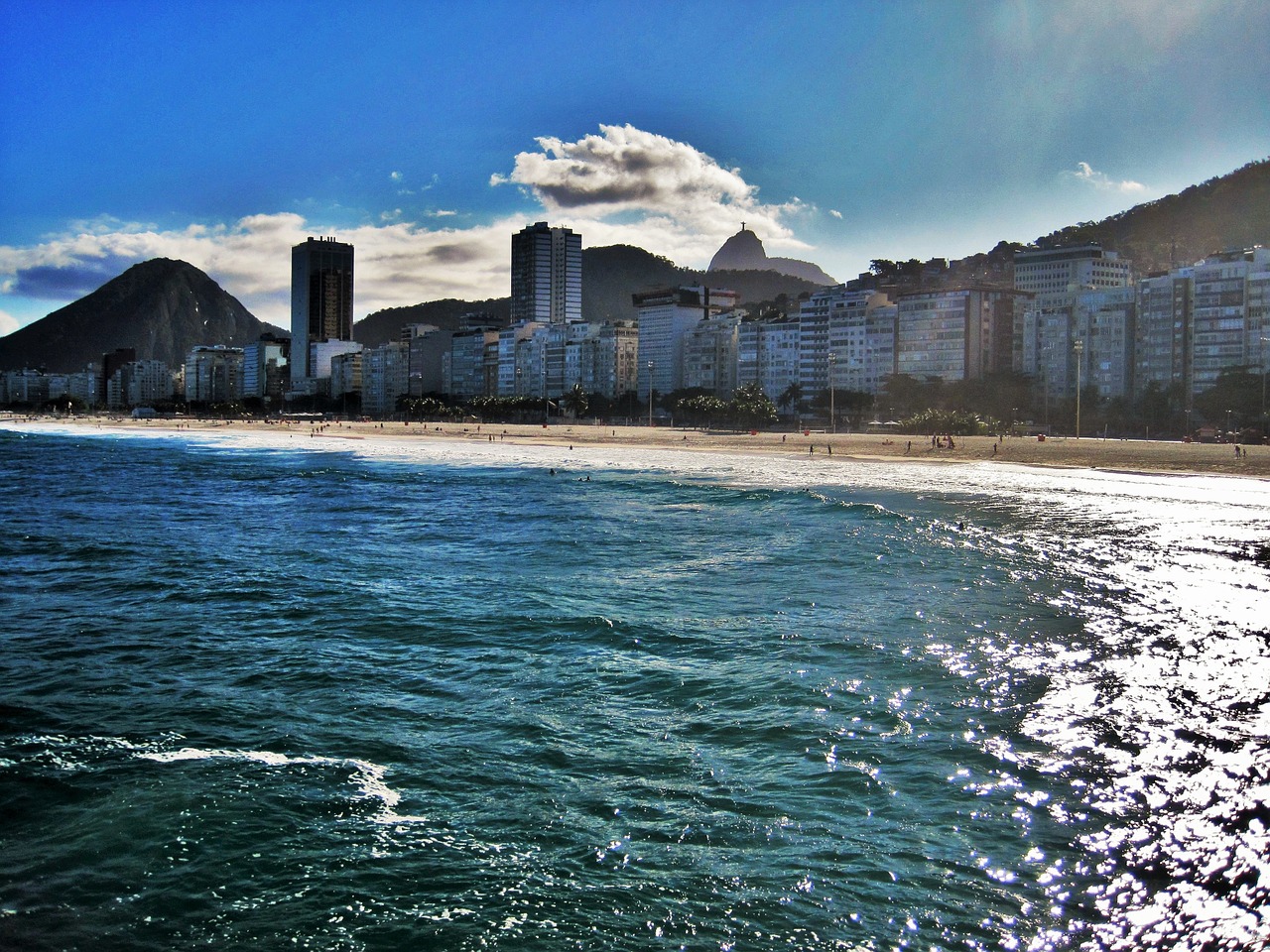 Copacabana, Korcovado Vaizdai, Rio, Papludimys, Saulė, Rio De Žaneiras, Brazilas, Saulėtas, Mėlynas, Brazilija