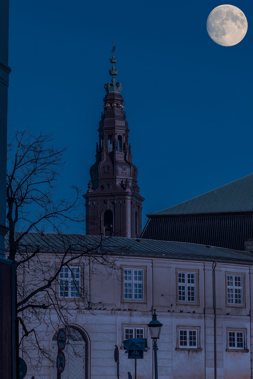 Kopenhaga, Naktinė Fotografija, Pilnas Mėnulis, Nemokamos Nuotraukos,  Nemokama Licenzija