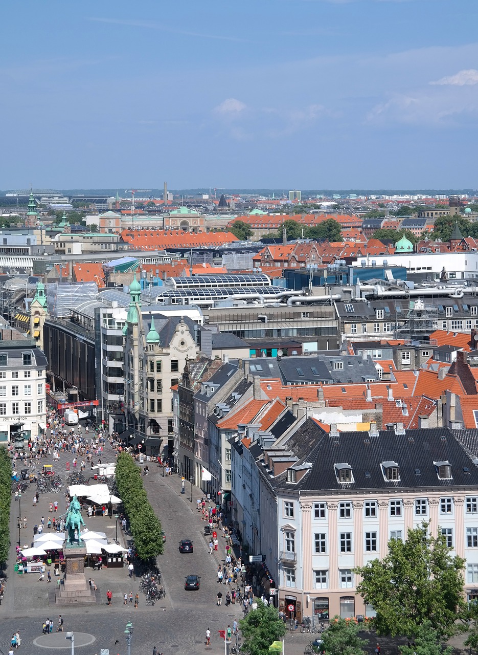 Kopenhaga, Denmark, Miestas, Vaizdas, Prisirišęs, Sėdynė, Vasara, Mėlynas Dangus, Karalius Krikščionis, Amagertorv