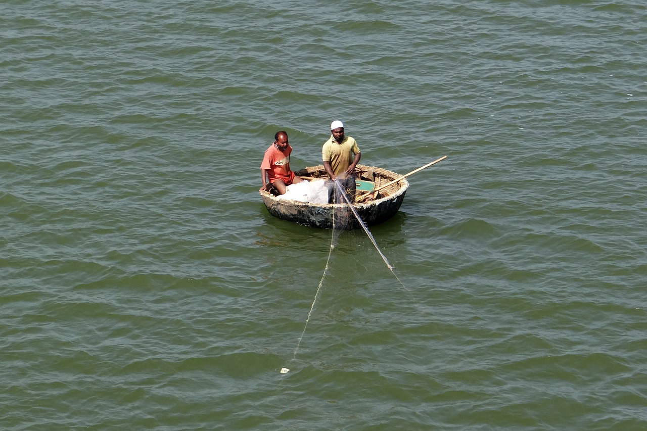 Coracle, Žvejyba, Dragnet, Krishna Upė, Griuvėsiai, Karnataka, Indija, Nemokamos Nuotraukos,  Nemokama Licenzija