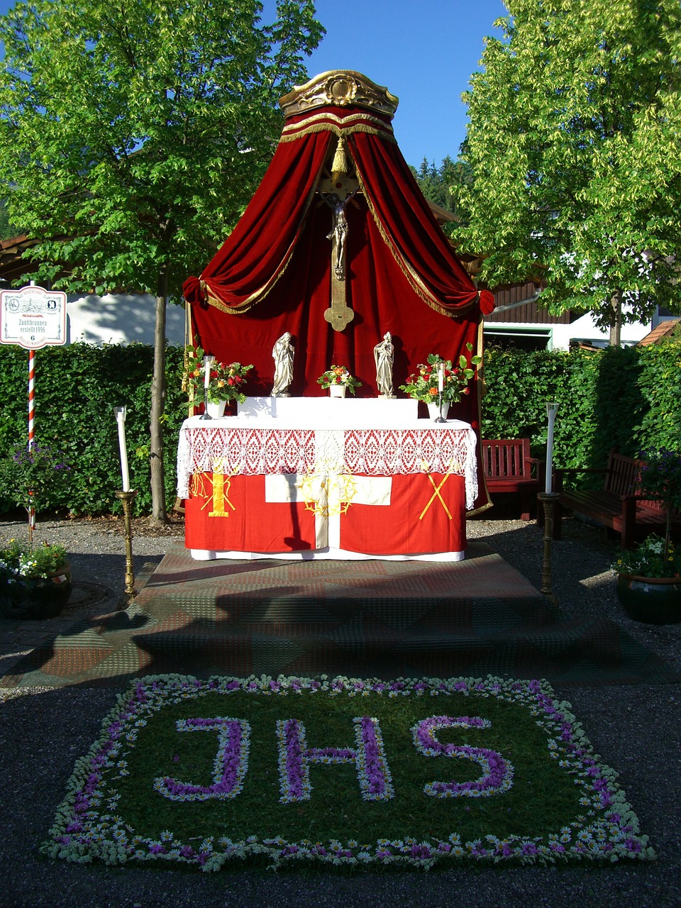 Corpus Christi, Altorius, Gatvės Altorius, Gėlių Kilimas, Nesselwang, Allgäu, Nemokamos Nuotraukos,  Nemokama Licenzija