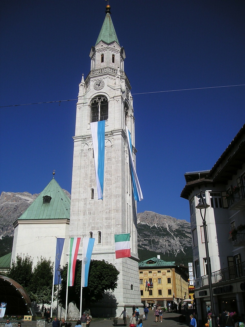 Cortina Dampezzo, Bažnyčia, Belluno, Veneto, Centras, Miestas, Dolomitai, Alpių, South Tyrol, Italy