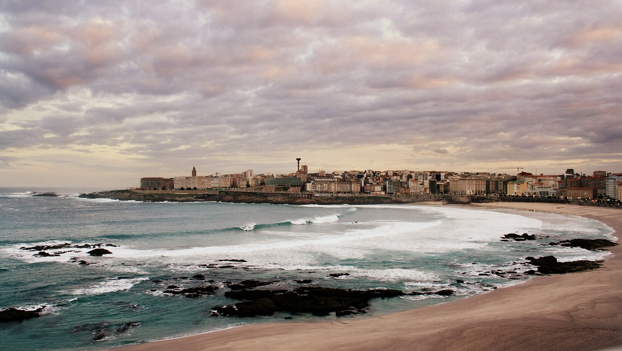 Coruña, Miestas, Galicia, Riazor, Aušra, Jūra, Laikinas, Costa, Papludimys, Ispanija