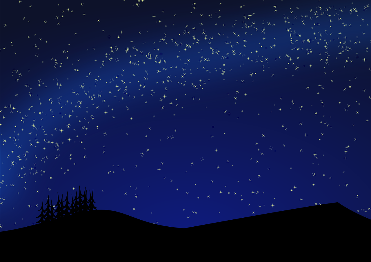 Kosminis, Tamsi, Žemė, Kraštovaizdis, Naktis, Dangus, Žvaigždės, Medžiai, Nemokama Vektorinė Grafika, Nemokamos Nuotraukos