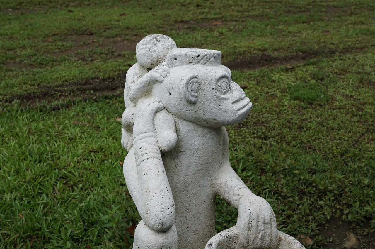 Kosta Rika, Figūra, Akmuo, Skulptūra, Panama, Beždžionė, Balta, Žalias, Kūdikis, Laikyti