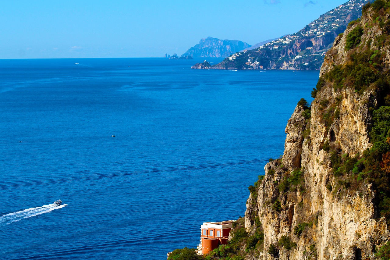 Pakrantės, Amalfi, Amalfi Pakrantė, Kampanija, Viduržemio Jūros, Išlaidos, Jūra, Dangus, Salerno, Vasarą