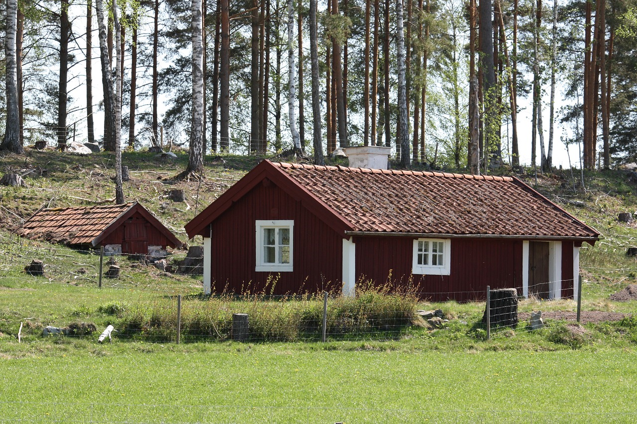 Namelis, Raudonas Kotedžas, Kaimas, Vasara, Žolė, Peizažai, Kraštovaizdis Sweden, Nemokamos Nuotraukos,  Nemokama Licenzija