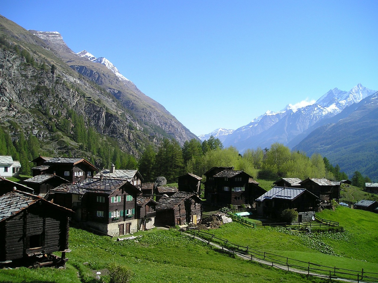 Kotedžai, Kaimas, Zermatt, Kalnai, Alpių, Šveicarija, Nemokamos Nuotraukos,  Nemokama Licenzija
