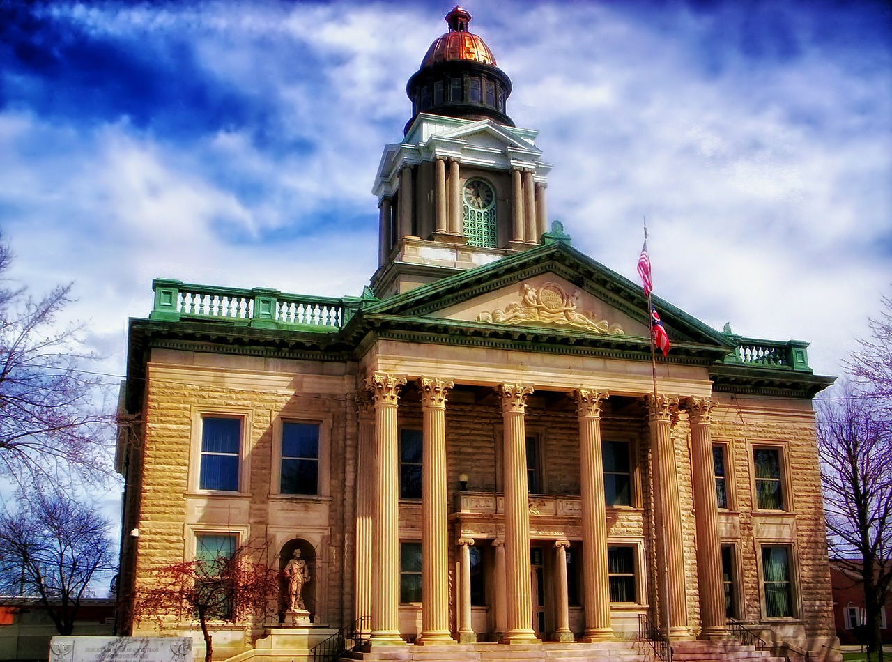 Teismo Rūmai, Bucyrus, Ohio, Teisė, Vyriausybė, Pastatas, Hdr, Architektūra, Dangus, Debesys