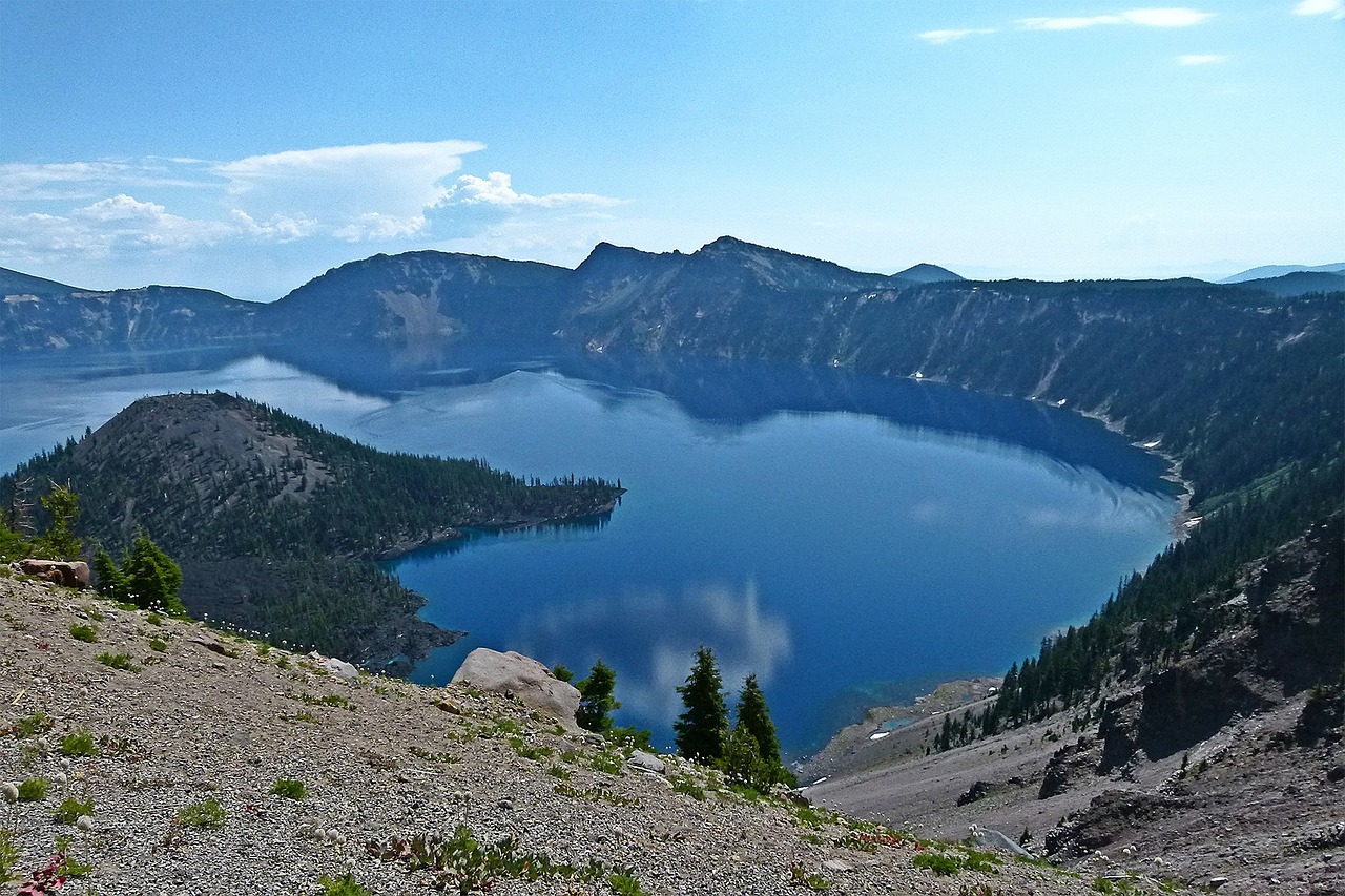 Kraterio Ežeras, Oregonas, Usa, Kraštovaizdis, Peizažas, Gamta, Vulkanas, Mėlynas, Vanduo, Mt Mazama