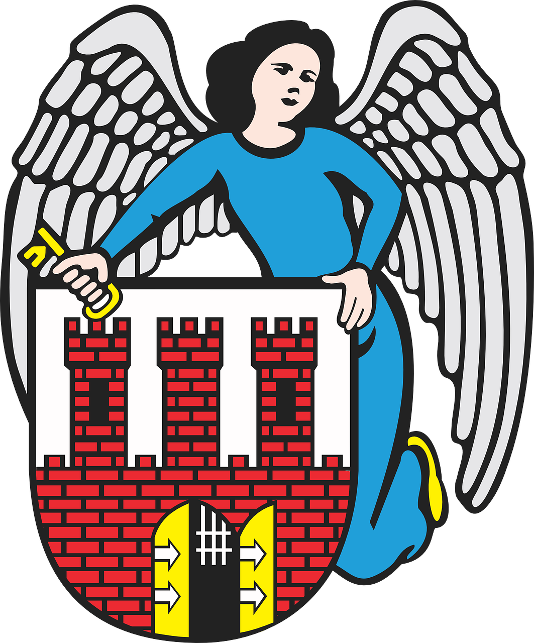 Crest, Emblema, Herbas, Lenkija, Pilis, Bokštas, Vartai, Angelas, Raktas, Nemokama Vektorinė Grafika