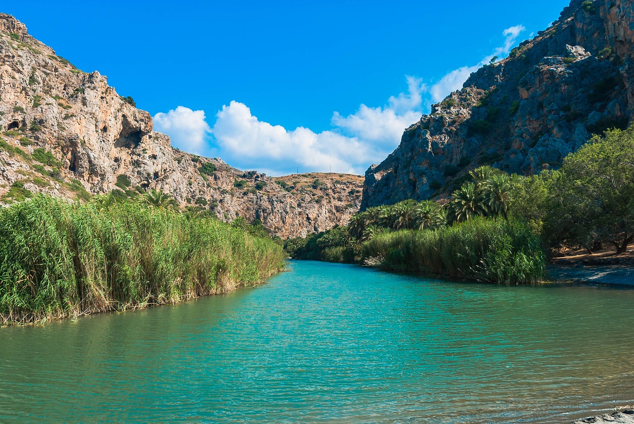 Crete, Preveli, Jūra, Spalva, Vanduo, Gamta, Kraštovaizdis, Kalnai, Upės Gamta, Nemokamos Nuotraukos