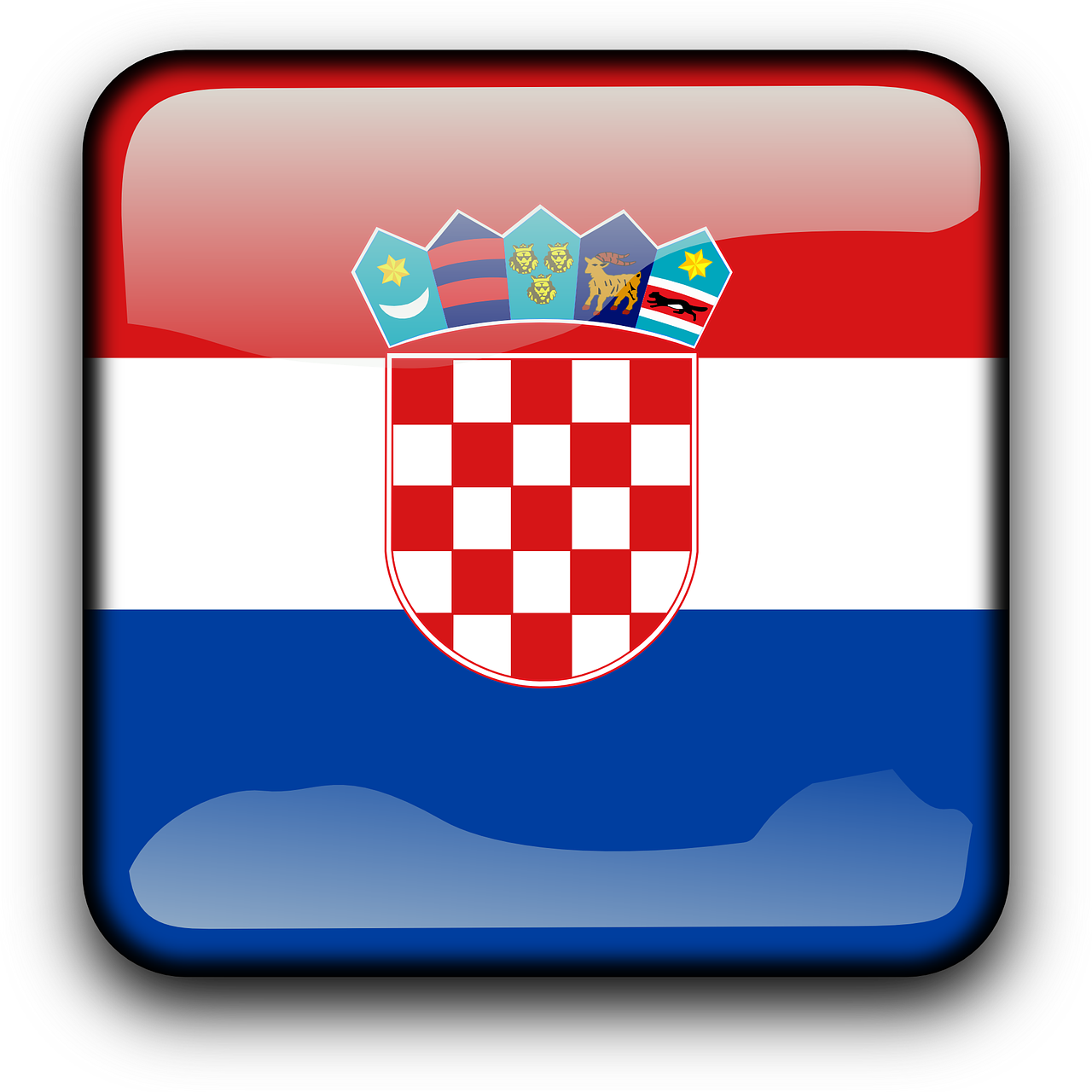 Kroatija, Vėliava, Šalis, Tautybė, Kvadratas, Mygtukas, Blizgus, Nemokama Vektorinė Grafika, Nemokamos Nuotraukos,  Nemokama Licenzija