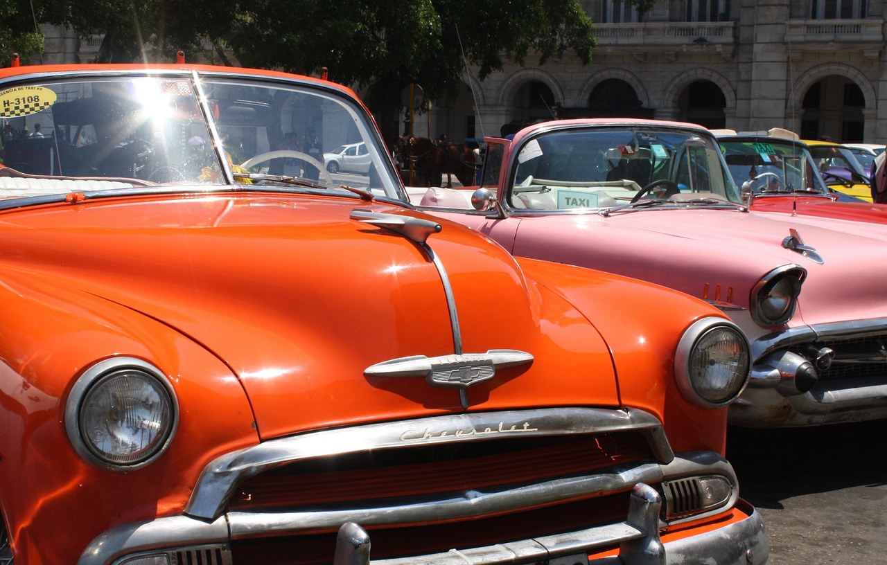Kuba, Klasikiniai Automobiliai, Oranžinė, Automobilis, Vintage, Senas, Automatinis, Havana, Taksi, Nemokamos Nuotraukos