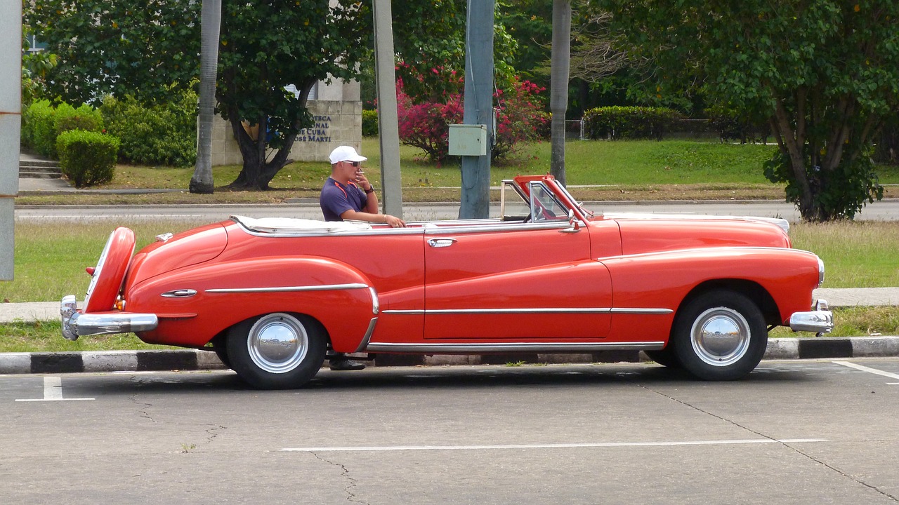 Kuba, Havana, Oldtimer, Transporto Priemonė, Automatinis, Automobiliai, Klasikinis, Usa, Senas, Raudona