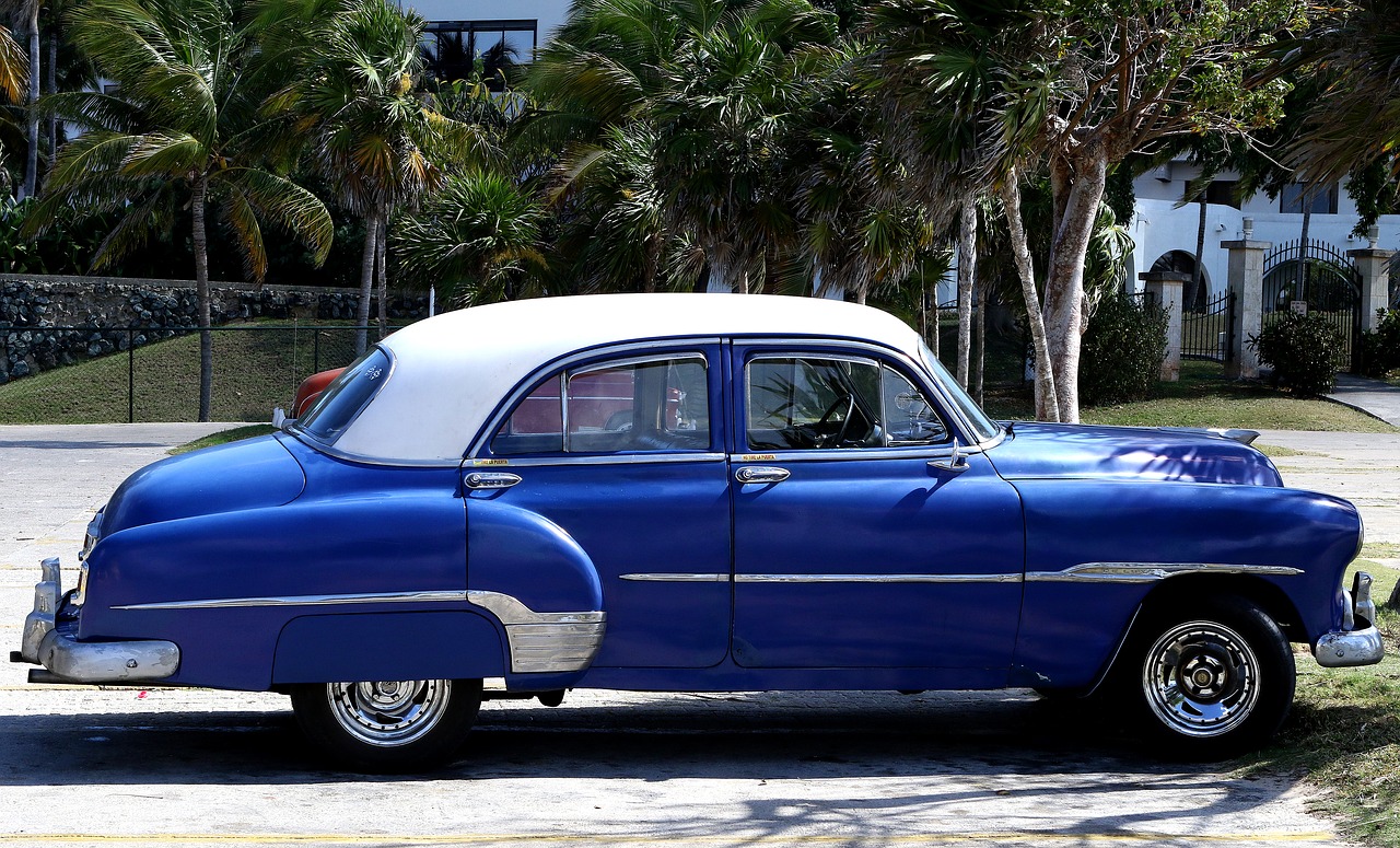 Kuba, Automobilis, Mėlynas, Vintage, Havana, Kelionė, Amerikietis, Klasikinis, Karibai, Gabenimas
