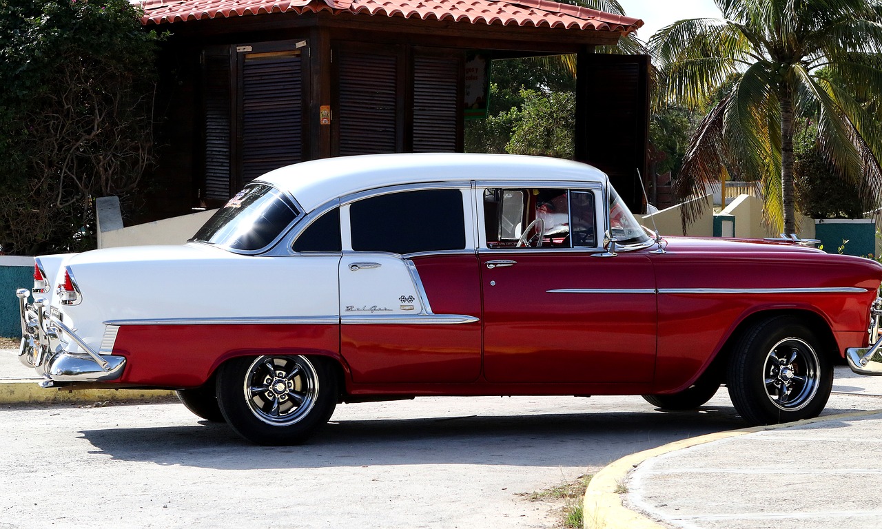 Kuba, Automobilis, Chevrolet, Bel Air, Raudona Ir Balta, Chromas, Vintage, Havana, Retro, Amerikietis