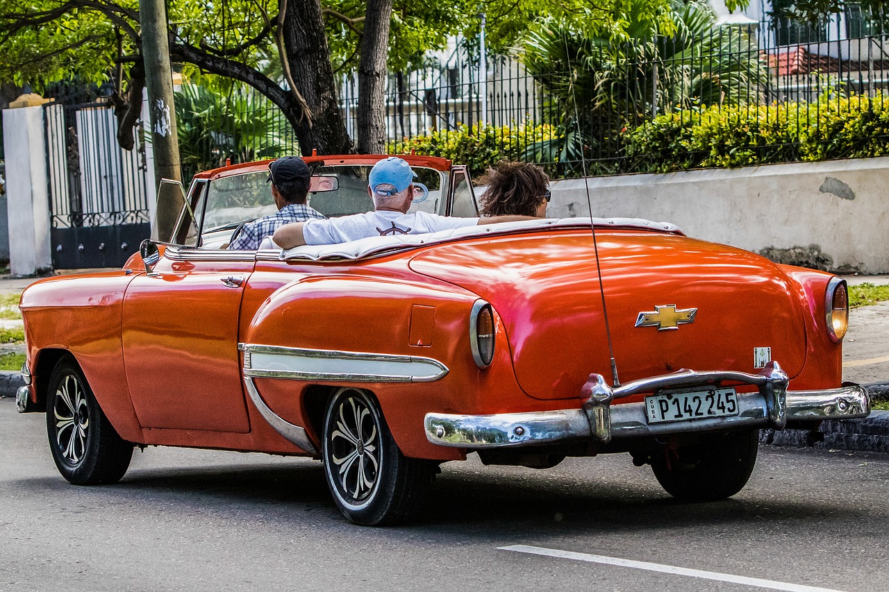 Kuba, Havana, Malecon, Chevy, Oranžinė, Almendronas, Automobilis, Taksi, Kabrioletas, Nemokamos Nuotraukos