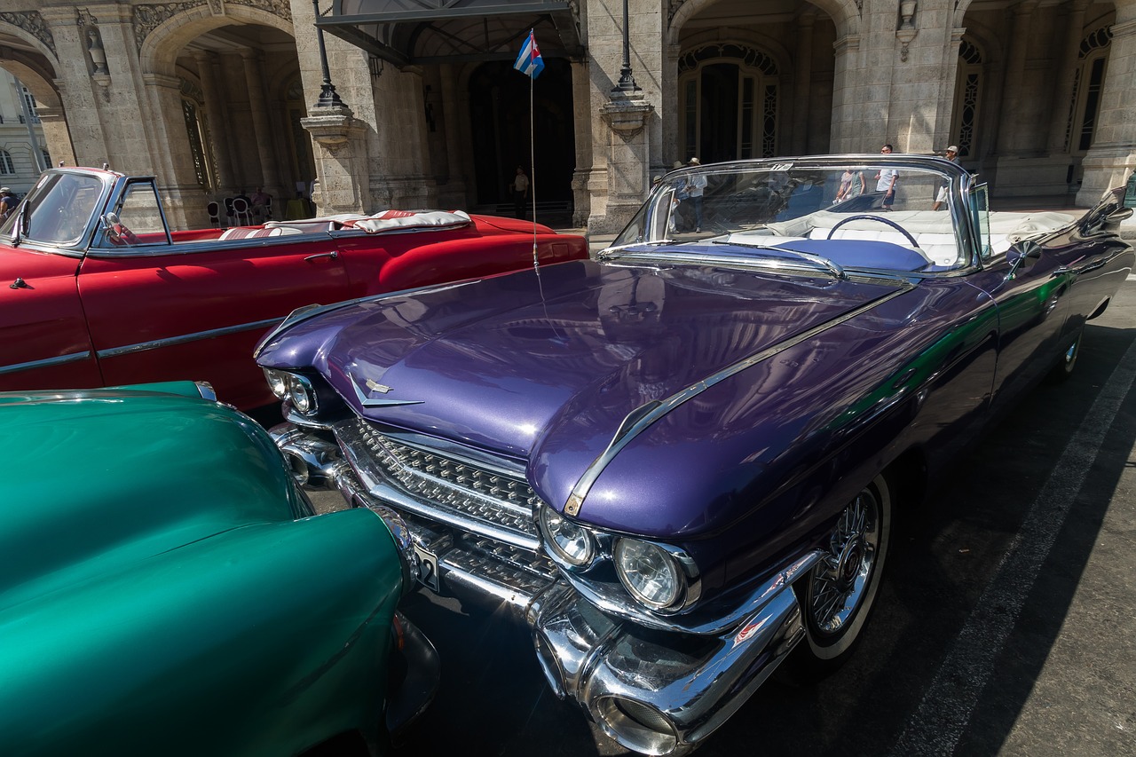 Kuba, Havana, Capitolio, Almendronas, Automobilis, Klasikinis, Cadillac, Violetinė, Prabanga, Taksi