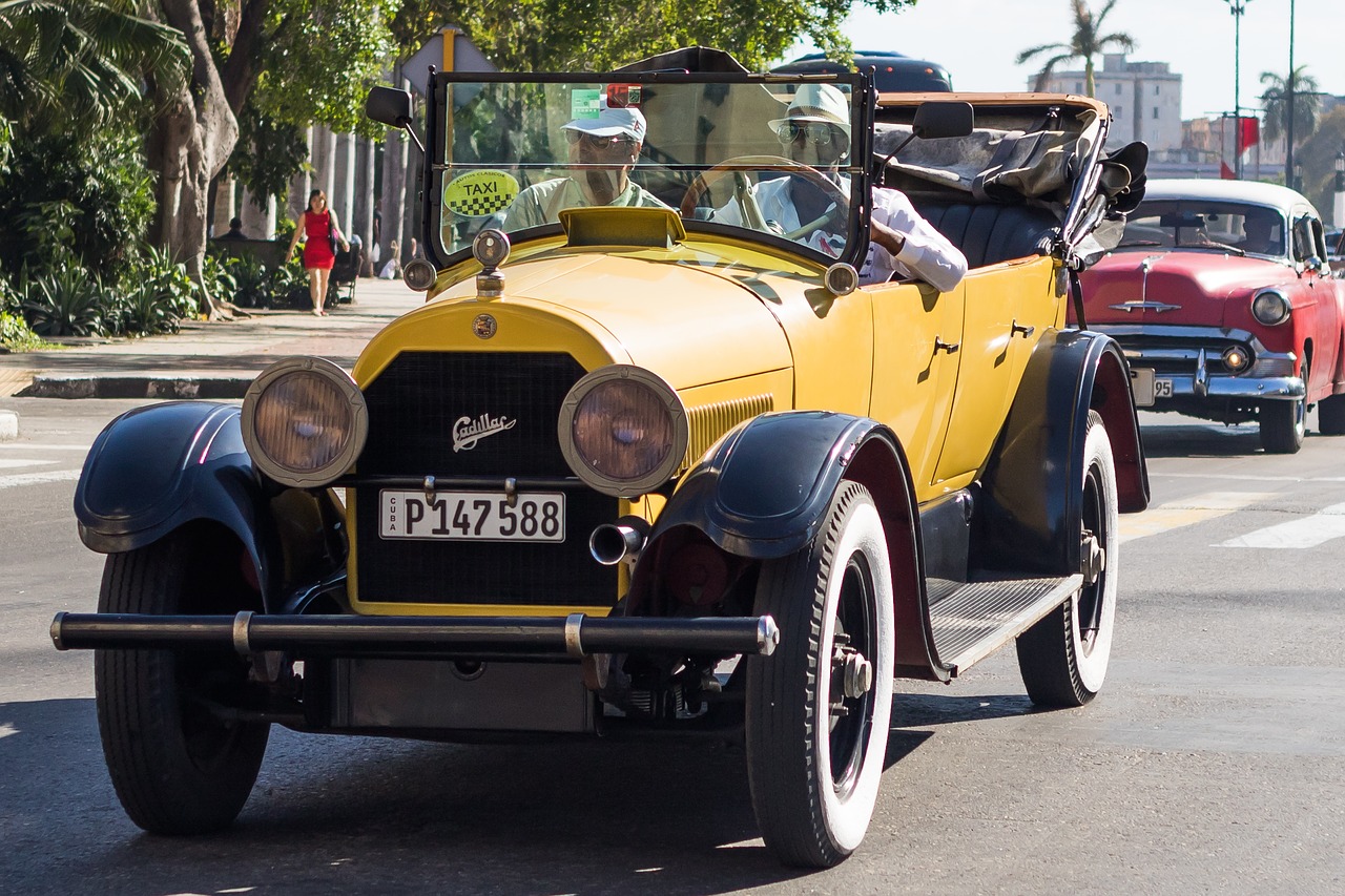 Kuba, Havana, Capitolio, Paseo Del Prado, Klasikinis, Prabanga, Almendronas, Geltona, Cadillac, Automobilis