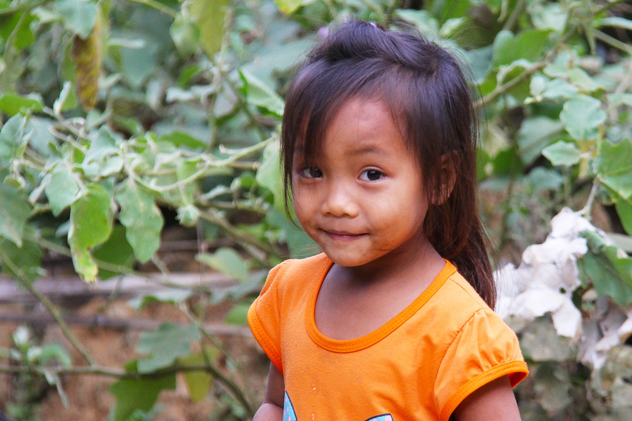 Mielas, Mažai, Jaunas, Mergaitė, Vaikas, Vaikas, Laimingas, Vaikščioti, Laosas, Vietos