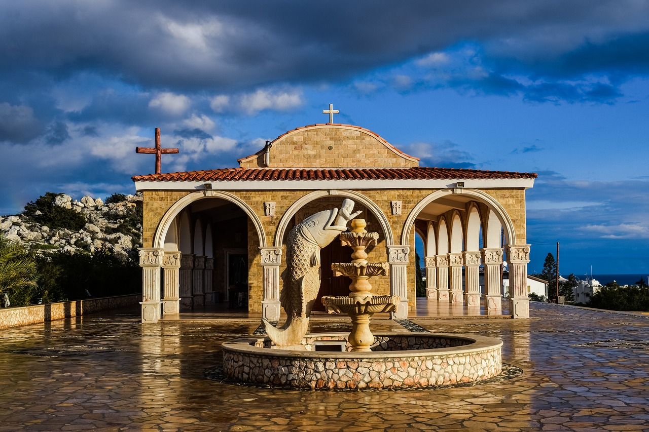 Kipras, Ayia Napa, Ayios Epifanios, Bažnyčia, Ortodoksas, Architektūra, Religija, Ekskursijos, Debesys, Dangus