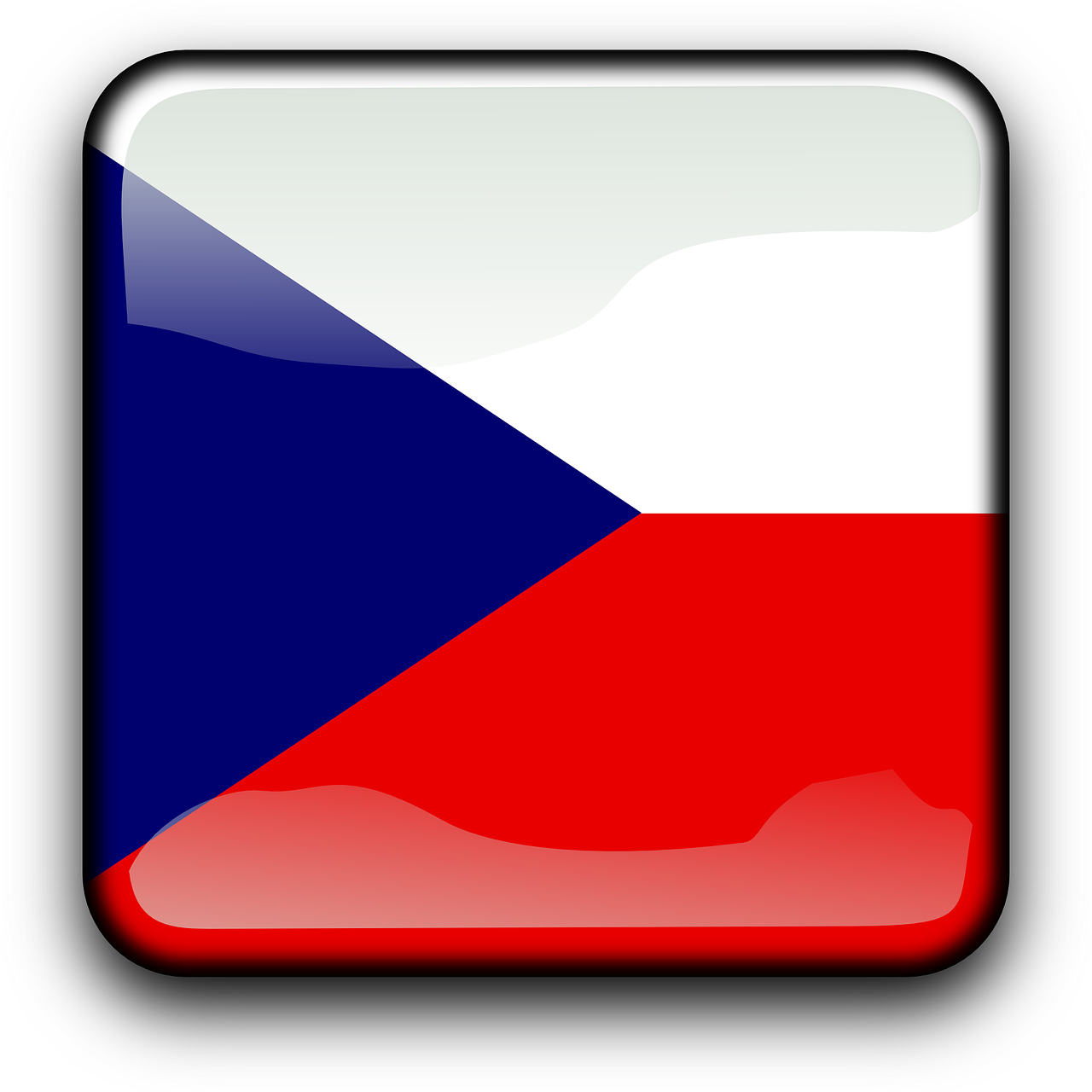 Čekijos Respublika, Vėliava, Šalis, Tautybė, Kvadratas, Mygtukas, Blizgus, Nemokama Vektorinė Grafika, Nemokamos Nuotraukos,  Nemokama Licenzija
