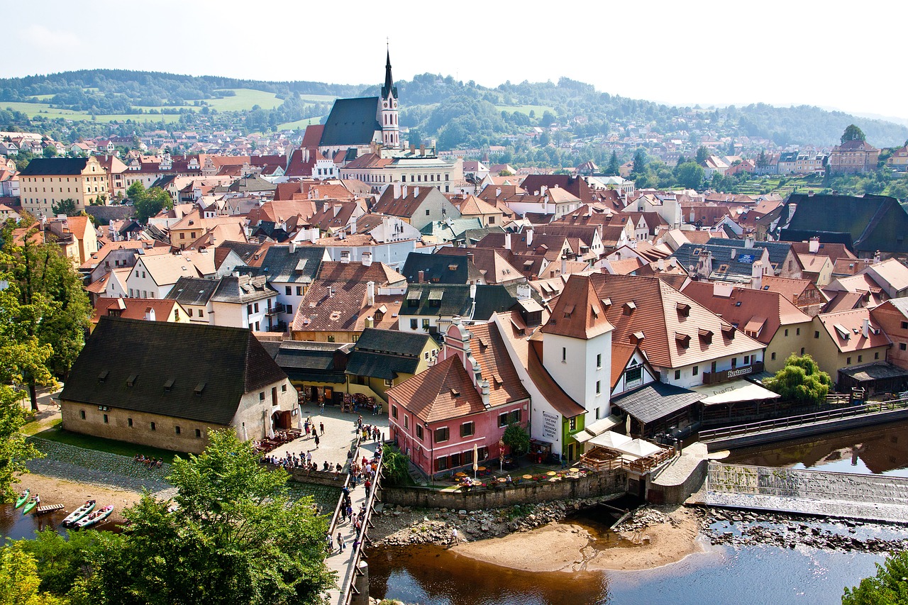 Čekijos Respublika, Krumlov, Vaizdas Iš Viršaus, Nemokamos Nuotraukos,  Nemokama Licenzija
