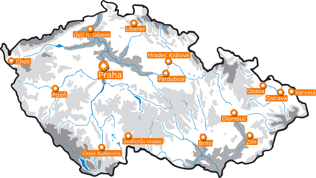 Čekijos Respublika, Europos Šalis, Rytų Europos Šalis, Prague, Čekijos Žemėlapis, Topografinis Žemėlapis, Nemokama Vektorinė Grafika, Nemokamos Nuotraukos,  Nemokama Licenzija