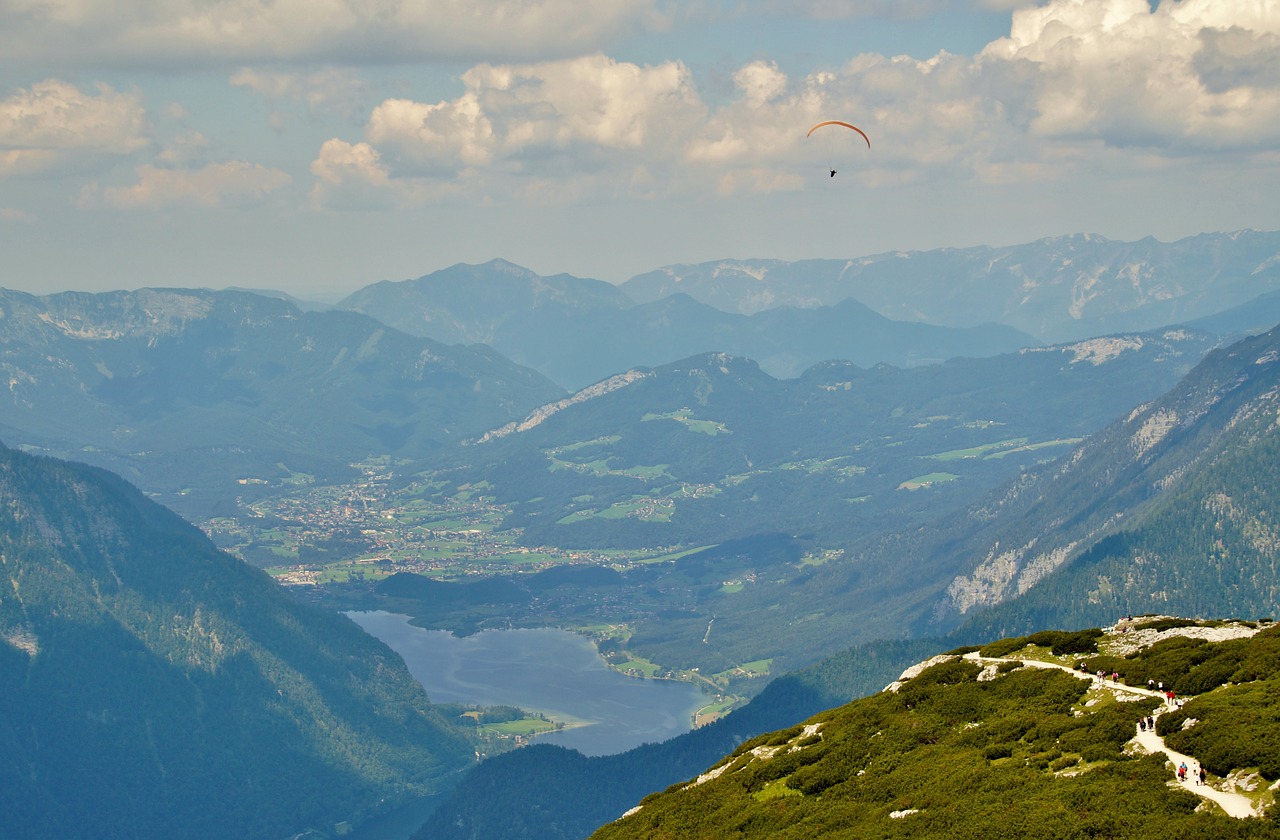 Dachstein,  Austrija,  Alpės,  Alpine,  Top,  Vasara,  Kalnai,  Panorama,  Ežeras,  Hallstatt