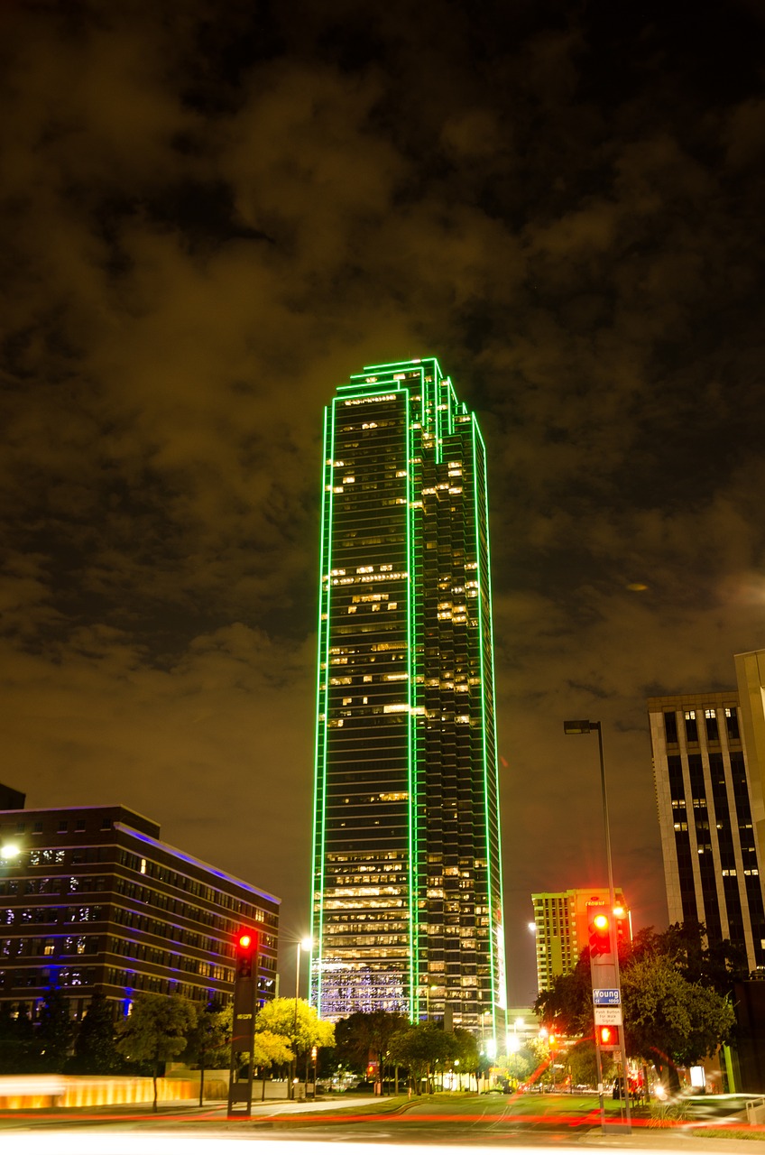 Dallas, Texas, Usa, Amerikietis, Jungtinės Valstijos, Lankytinos Vietos, Architektūra, Panorama, Vakaras, Amerikos Plaza