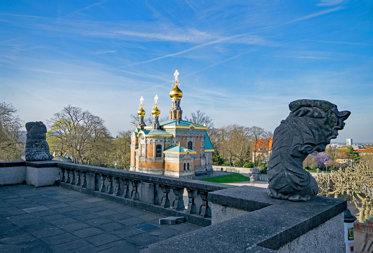 Darmštatas, Hesse, Vokietija, Mathildenhöhe, Art Nouveau, Rusų Koplyčia, Koplyčia, Bažnyčia, Rusų, Ortodoksas