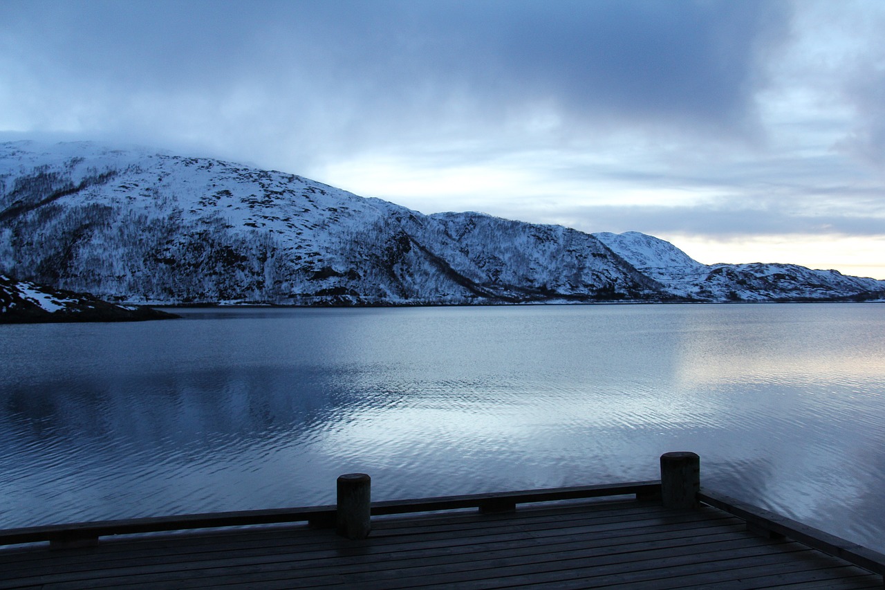 Aušra, Debesis, Mėlynas, Dangus, Vandenynas, Nuostabus, Gražus, Jūra, Fjordas, Sniegas