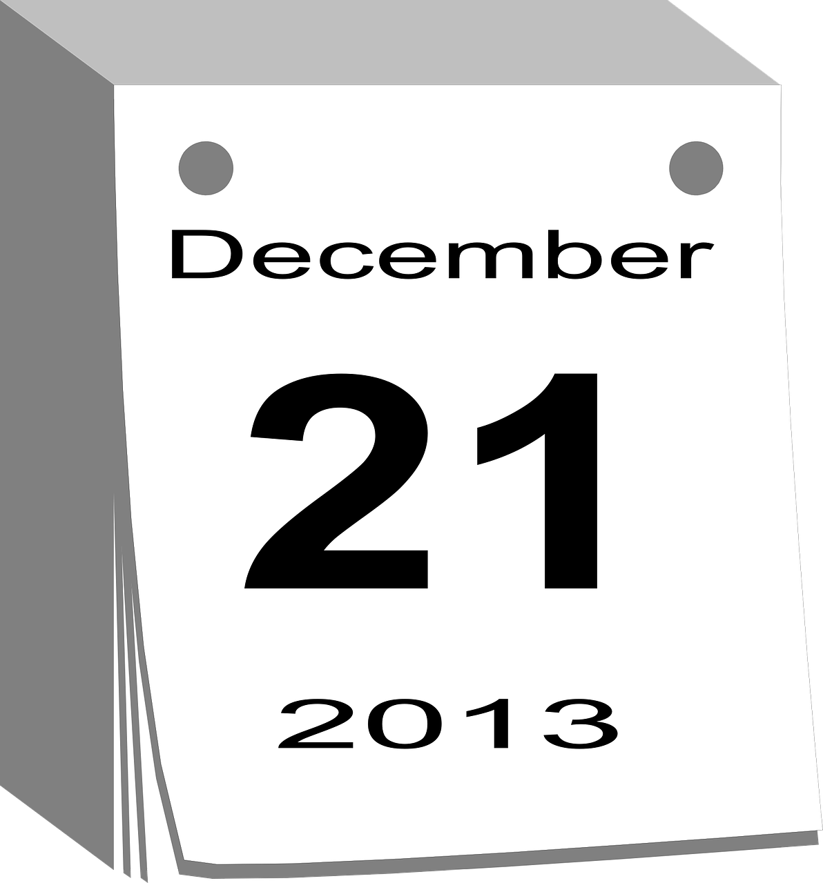 Gruodžio 21, 2013, Kalendorius, Data, Diena, Kalėdos, Balta, Juoda, Paprastas, Nemokama Vektorinė Grafika