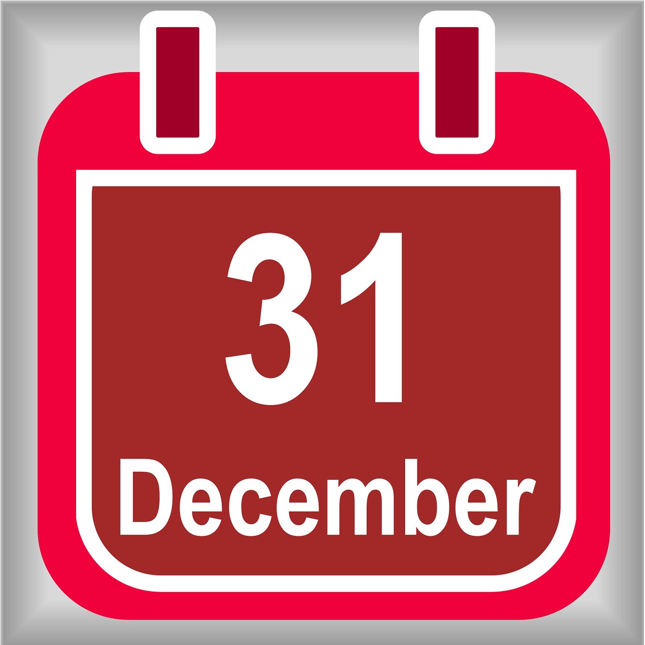 Gruodžio 31 D ., Kalendorius, Raudona, Gruodžio Mėn ., Data, Diena, Mėnuo, Naujieji Metai, Išvakarės, Naujųjų Metų Vakaras