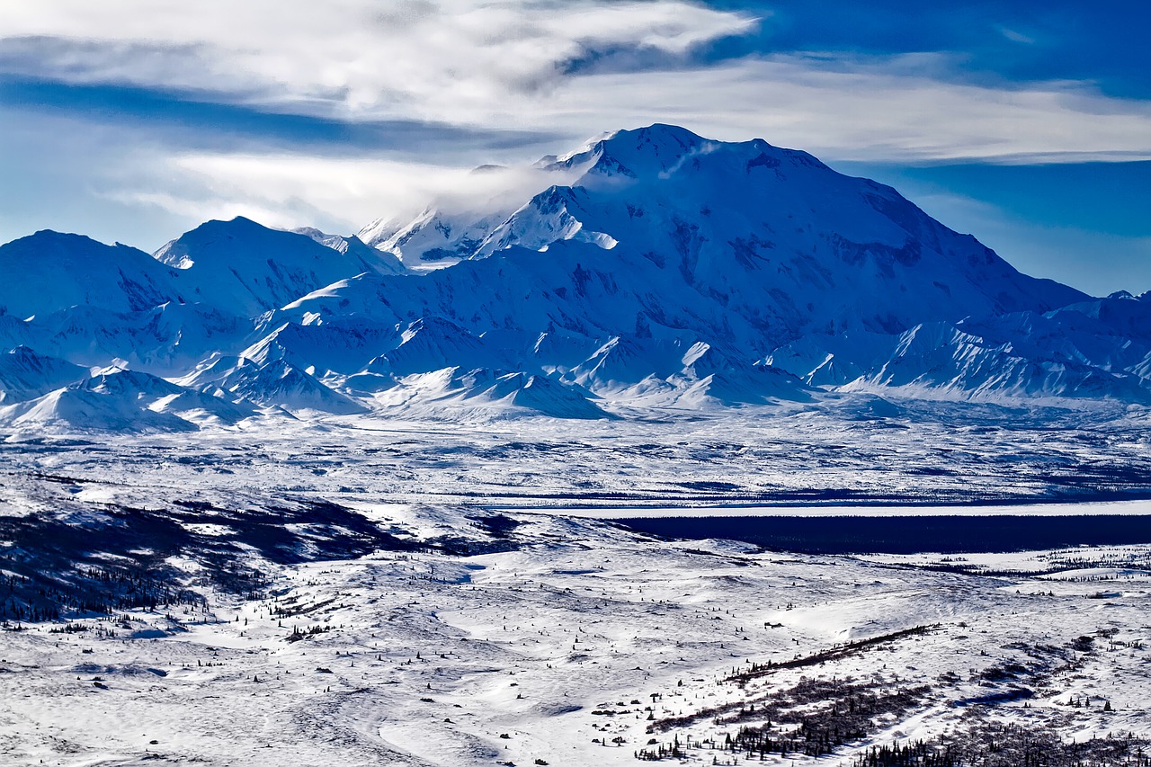 Denali, Nacionalinis Parkas, Alaska, Mt, Dangus, Debesys, Kraštovaizdis, Vaizdingas, Žiema, Sniegas