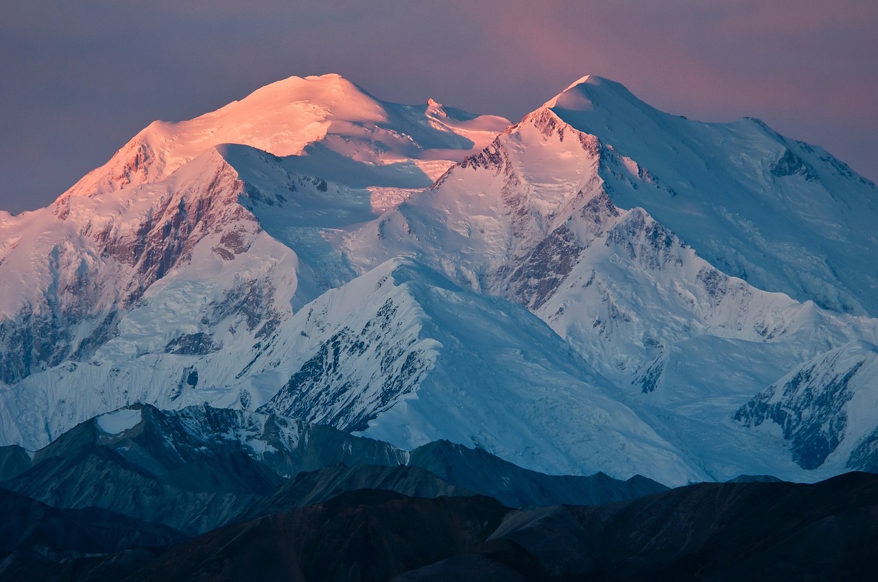 Denali, Kalnai, Kalnas Mckinley, Saulėtekis, Ledynas, Kraštovaizdis, Vaizdingas, Lauke, Dykuma, Alaska