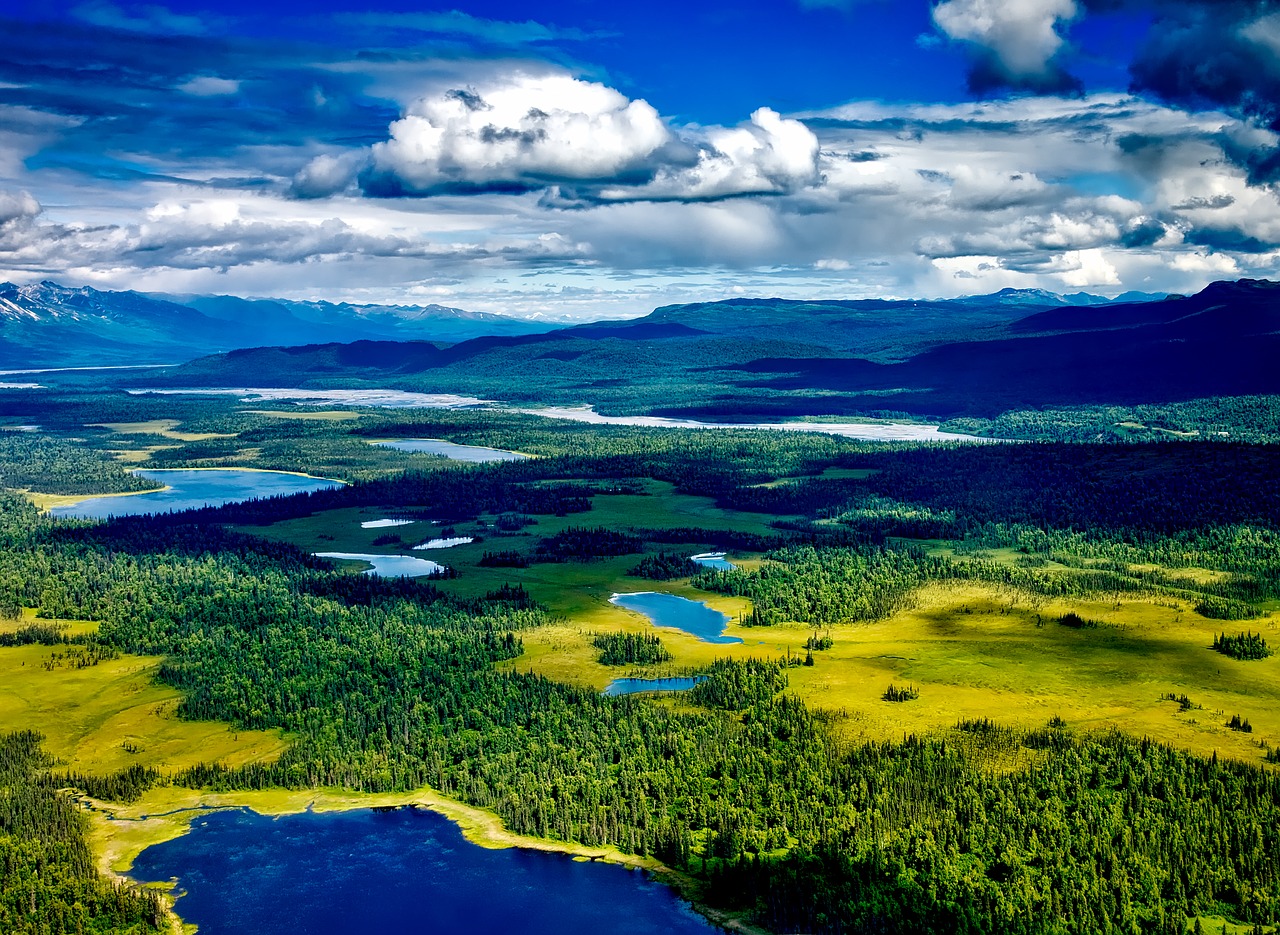 Denali Nacionalinis Parkas, Alaska, Oro Vaizdas, Kraštovaizdis, Kalnai, Vaizdingas, Dangus, Debesys, Gamta, Lauke