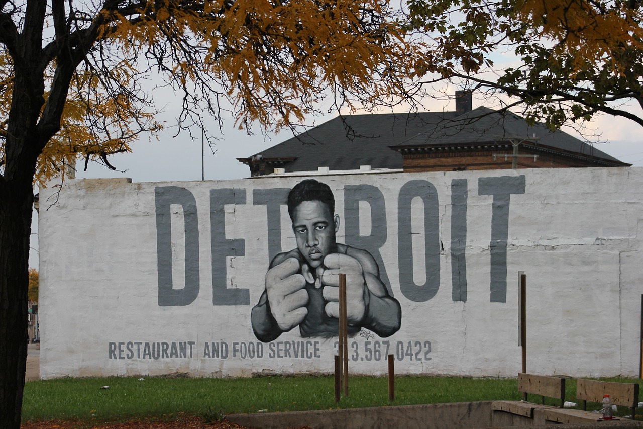 Detroitas, Grafiti, Joe Louis, Pastatas, Michiganas, Boksininkas, Menas, Miesto, Nemokamos Nuotraukos,  Nemokama Licenzija