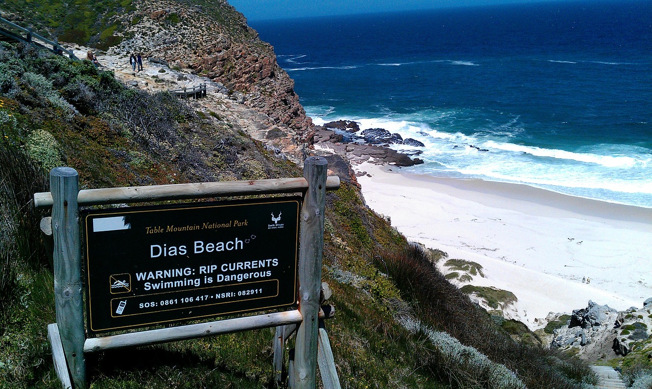 Dias Beach, Pietų Afrika, Kranto, Geros Viltys, Skydas, Vanduo, Banga, Papludimys, Jūra, Įspejamieji Ženklai