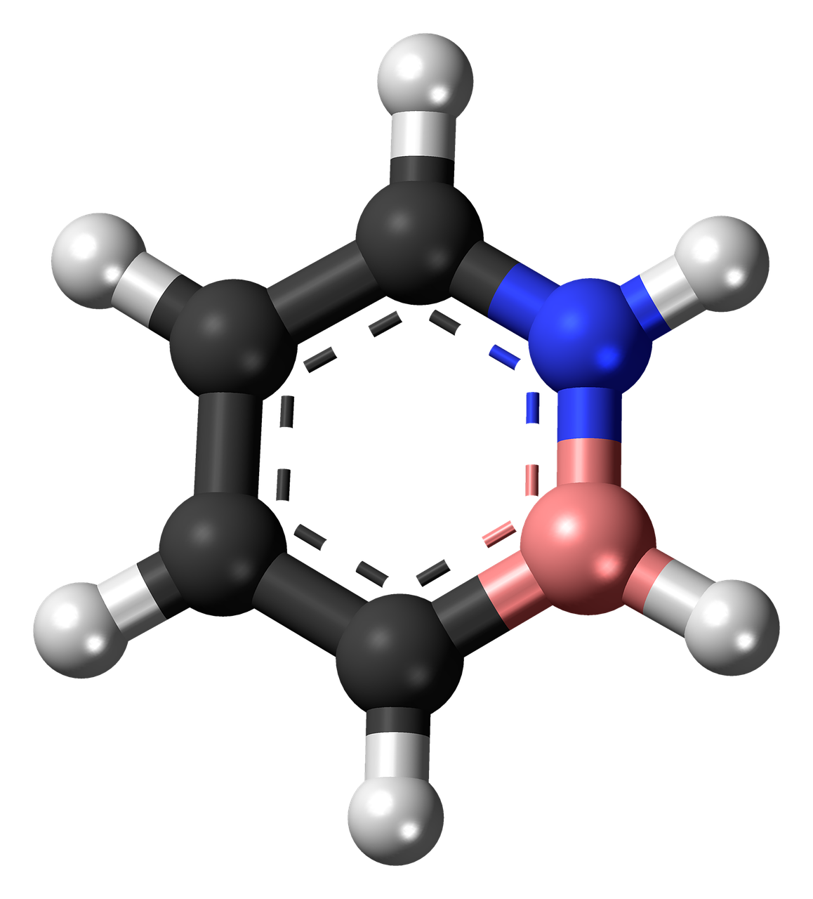 Dihidro, Azaborinas, Heterociklas, Aromatiniai, Rutulys, Stick, Modelis, Molekulė, Cheminis, Struktūra