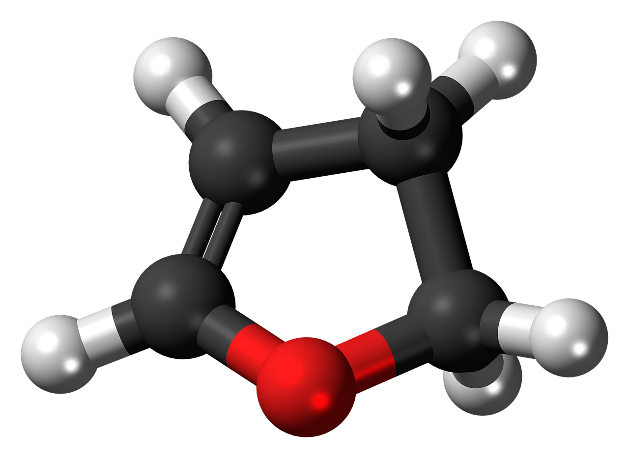 Dihidrofuranas, Deguonis, Heterociklas, Modelis, Molekulė, Cheminis, Laboratorija, Mokslas, Junginys, Komponentas