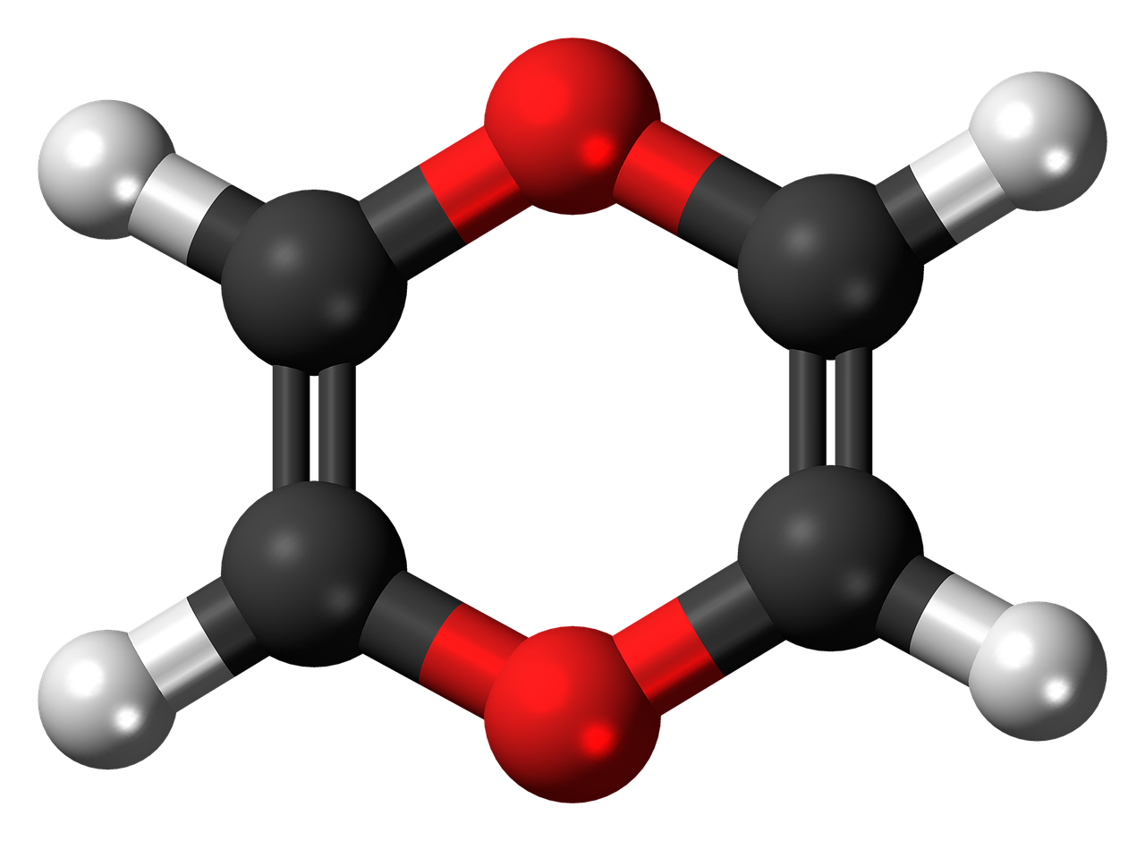 Dioksinas, Heterociklas, Rutulys, Stick, Modelis, Molekulė, Cheminis, Struktūra, Atomai, Elementai