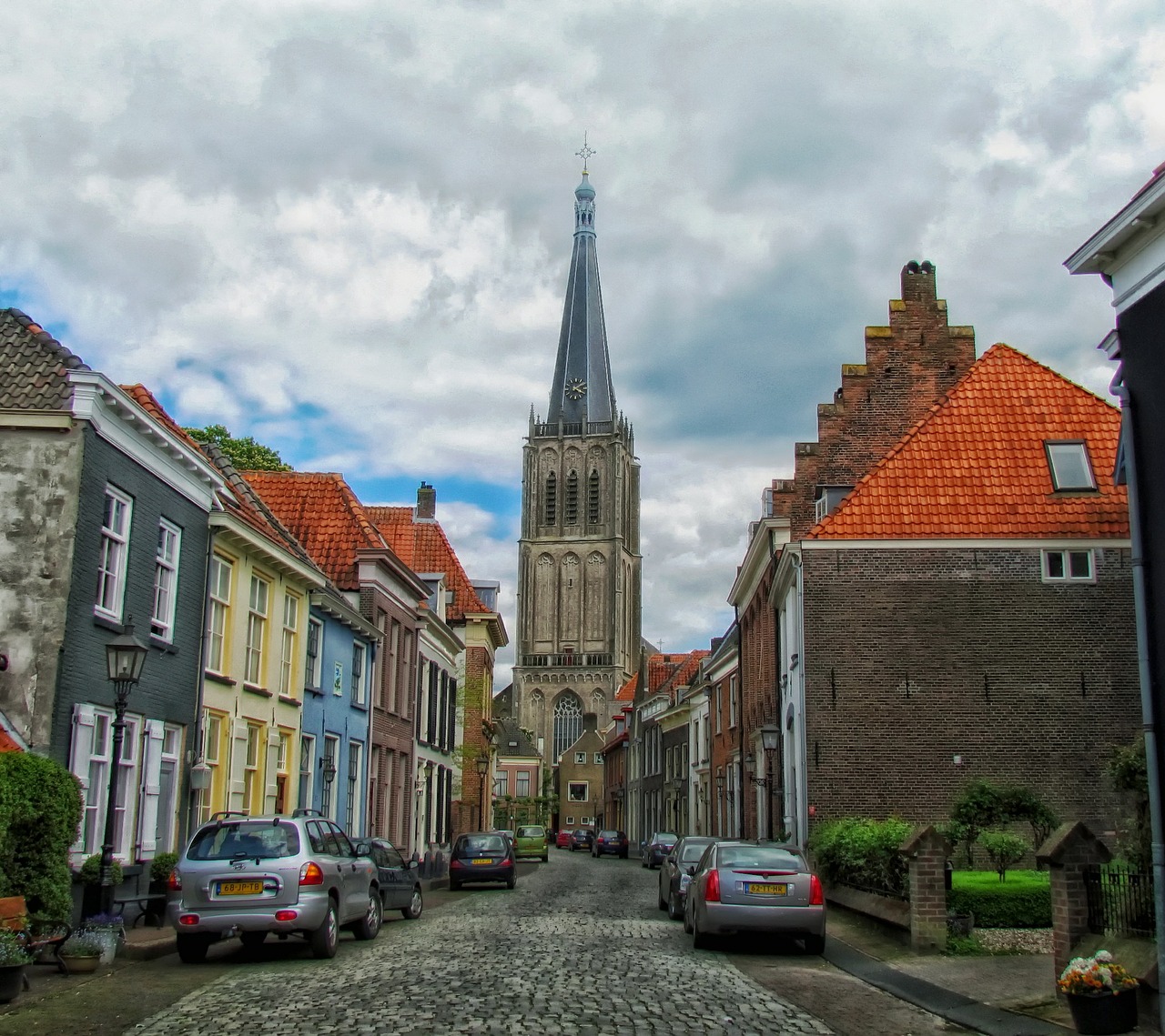 Didburgas, Nyderlandai, Miestas, Miesto, Automobiliai, Pastatai, Bažnyčia, Architektūra, Hdr, Dangus