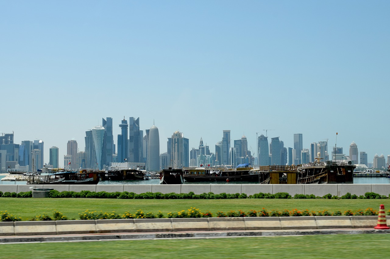 Doha Skyline, Panorama, Doha, Miestas, Architektūra, Kataras, Arabas, Miesto Panorama, Arabų, Viduryje